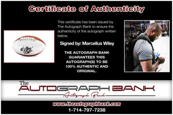 Marcellus Wiley certificate of authenticity from the autograph bank