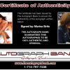 Marina Sirtis certificate of authenticity from the autograph bank