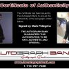 Mark Pellegrino certificate of authenticity from the autograph bank