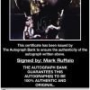 Mark Ruffalo certificate of authenticity from the autograph bank