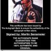 Martin Sensmeier certificate of authenticity from the autograph bank