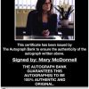 Mary Mcdonnell certificate of authenticity from the autograph bank
