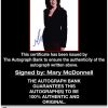 Mary Mcdonnell certificate of authenticity from the autograph bank