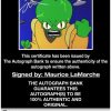 Maurice Lamarche certificate of authenticity from the autograph bank