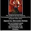 Mercedes Mcnab certificate of authenticity from the autograph bank