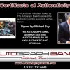 Michael Bay certificate of authenticity from the autograph bank
