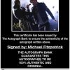 Michael Fitzpatrick certificate of authenticity from the autograph bank