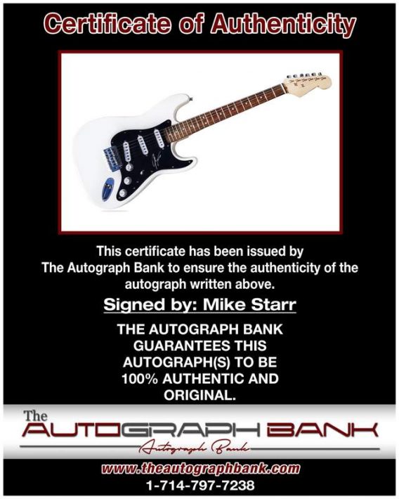 Mike Starr certificate of authenticity from the autograph bank