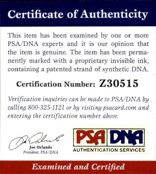 Mini Driver certificate of authenticity from the autograph bank