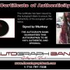 Munkey certificate of authenticity from the autograph bank