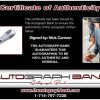 Nick Cannon certificate of authenticity from the autograph bank