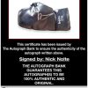 Nick Nolte certificate of authenticity from the autograph bank