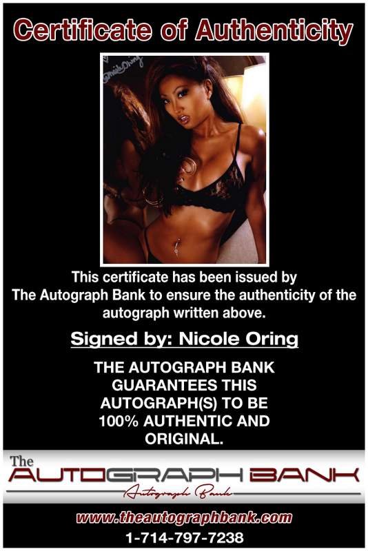 Nicole Oring certificate of authenticity from the autograph bank