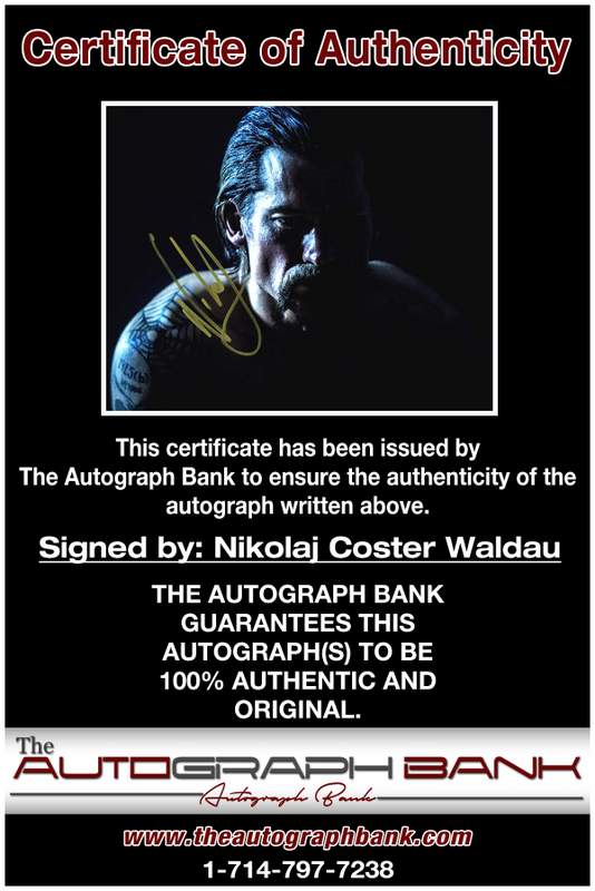 Nikolaj Coster Waldau certificate of authenticity from the autograph bank