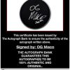 Og Maco certificate of authenticity from the autograph bank
