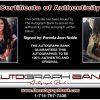 Pamela Jean Noble certificate of authenticity from the autograph bank