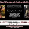 Pamela Jean certificate of authenticity from the autograph bank