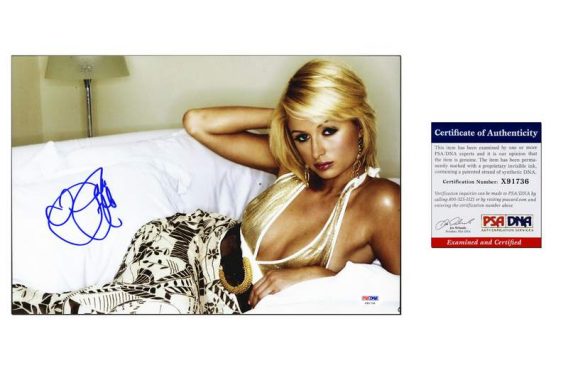 Paris Hilton certificate of authenticity from the autograph bank