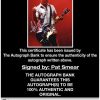 Pat Smear certificate of authenticity from the autograph bank