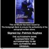 Patrick Hughes certificate of authenticity from the autograph bank