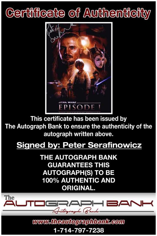 Peter Serafinowicz certificate of authenticity from the autograph bank