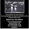 Phil Niekro certificate of authenticity from the autograph bank
