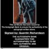 Quentin Richardson certificate of authenticity from the autograph bank