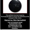 Rick Springfield certificate of authenticity from the autograph bank