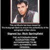 Rick Springfield certificate of authenticity from the autograph bank