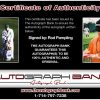Rod Pampling certificate of authenticity from the autograph bank