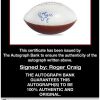 Roger Craig certificate of authenticity from the autograph bank