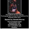 Ronald Murray certificate of authenticity from the autograph bank
