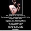 Rooney Mara certificate of authenticity from the autograph bank