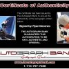 Ryan Decenzo certificate of authenticity from the autograph bank