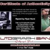 Ryan Hurst certificate of authenticity from the autograph bank