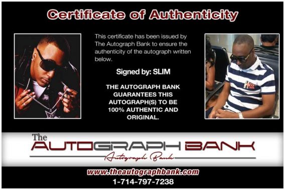 Slim certificate of authenticity from the autograph bank