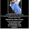 Sean Ohair certificate of authenticity from the autograph bank