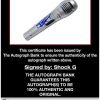 Shock G certificate of authenticity from the autograph bank