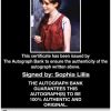 Sophia Lillis certificate of authenticity from the autograph bank