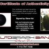 Steve Vai certificate of authenticity from the autograph bank