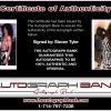 Steven Tyler certificate of authenticity from the autograph bank