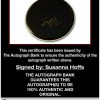 Susanna Hoffs certificate of authenticity from the autograph bank