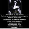 Susannah Melvoin certificate of authenticity from the autograph bank