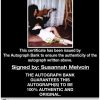 Susannah Melvoin certificate of authenticity from the autograph bank