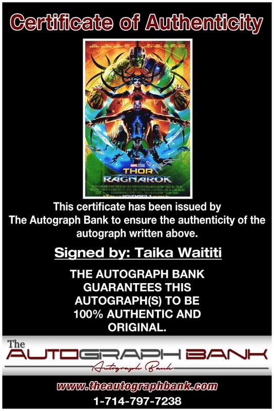 Taika Waititi certificate of authenticity from the autograph bank