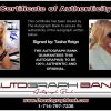 Tasha Reign certificate of authenticity from the autograph bank