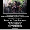 Tessa Thompson certificate of authenticity from the autograph bank