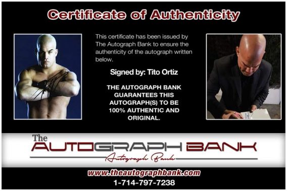 Tito Ortiz certificate of authenticity from the autograph bank