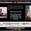 Tom Asta certificate of authenticity from the autograph bank