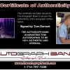 Tom Dumont certificate of authenticity from the autograph bank